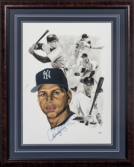Alex Rodriguez Signed Litho by Artist Ken Branch in 28x36 Framed Display - Also Signed by Branch (JSA)